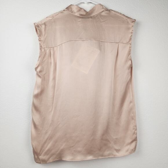 Sandro Paris Tank Size 2 US Size 6 Cream Sleeveless NWT 100% Silk Bow - Picture 4 of 12